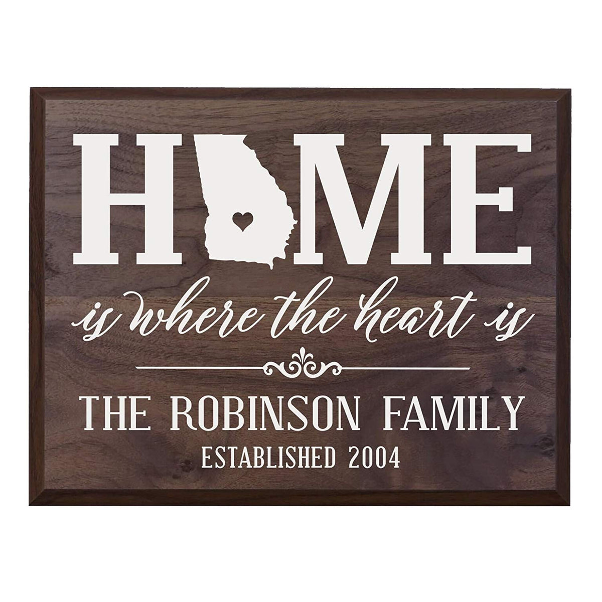 Personalized Georgia State Home is Where the heart is Sign - LifeSong Milestones