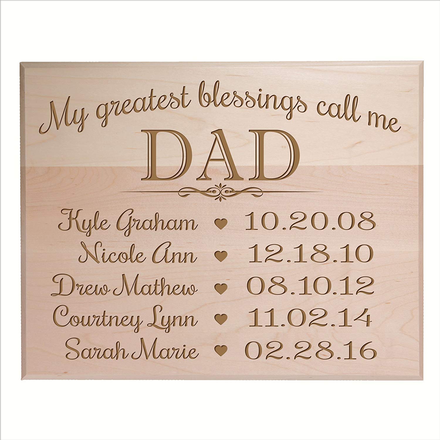 Personalized Gift For Dad With Child Names - Greatest Blessings (Maple) - LifeSong Milestones