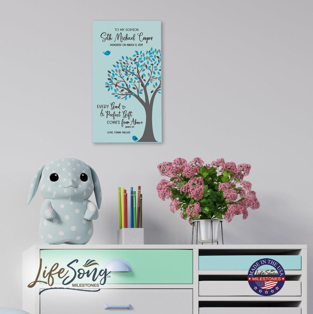 Personalized Gift for Godchild Wall Sign - Every Good - LifeSong Milestones