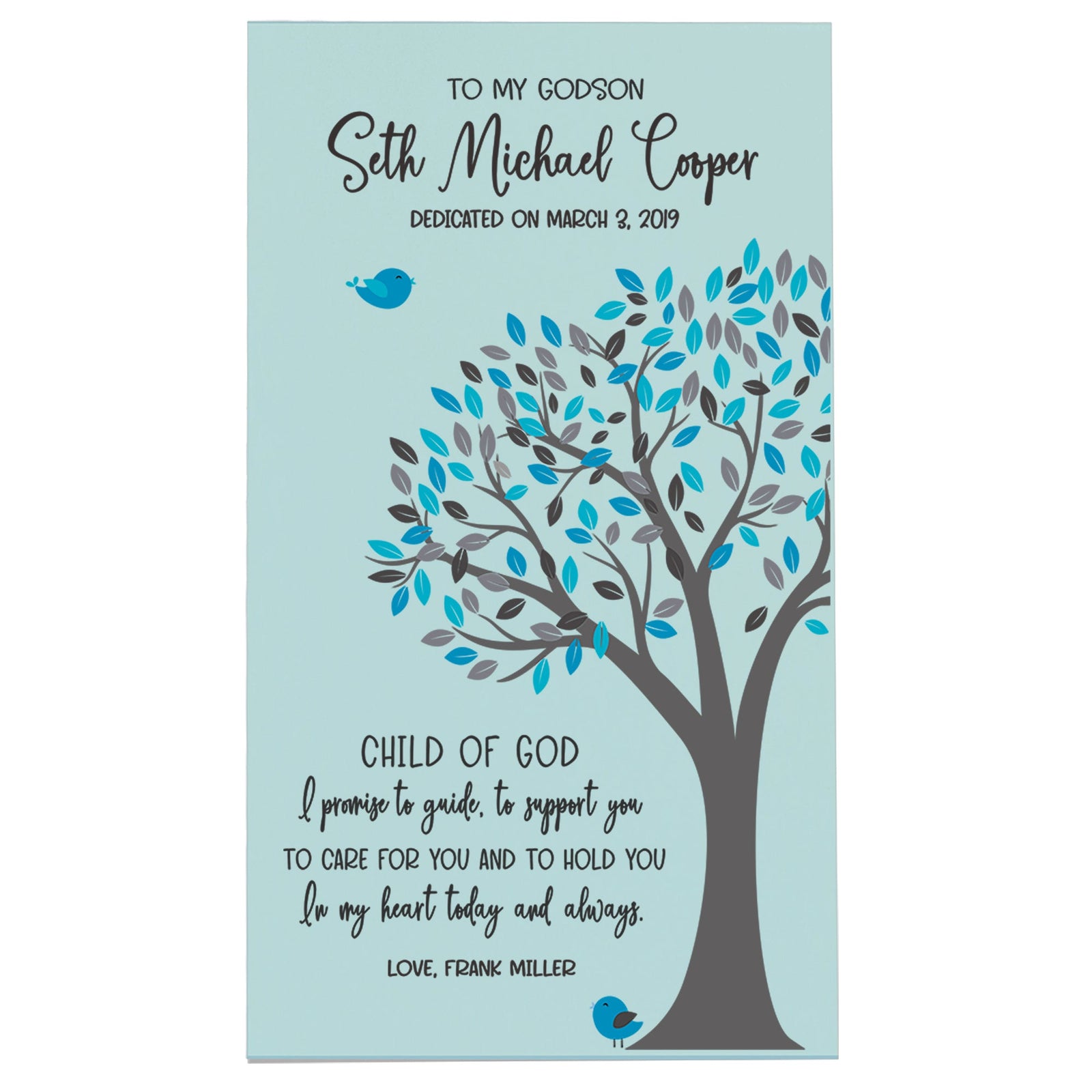 Lifesong Milestones Baptismal Wooden Wall Plaque Home Decor Gift for Boys