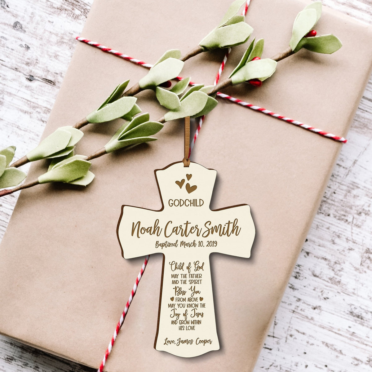 Personalized Godchild Baptism Cross for Boys Girls Child of God - LifeSong Milestones