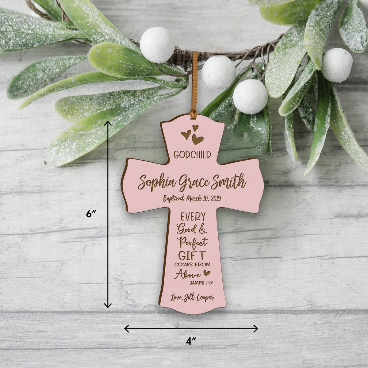 Personalized Godchild Baptism Cross for Boys Girls Good & Perfect - LifeSong Milestones