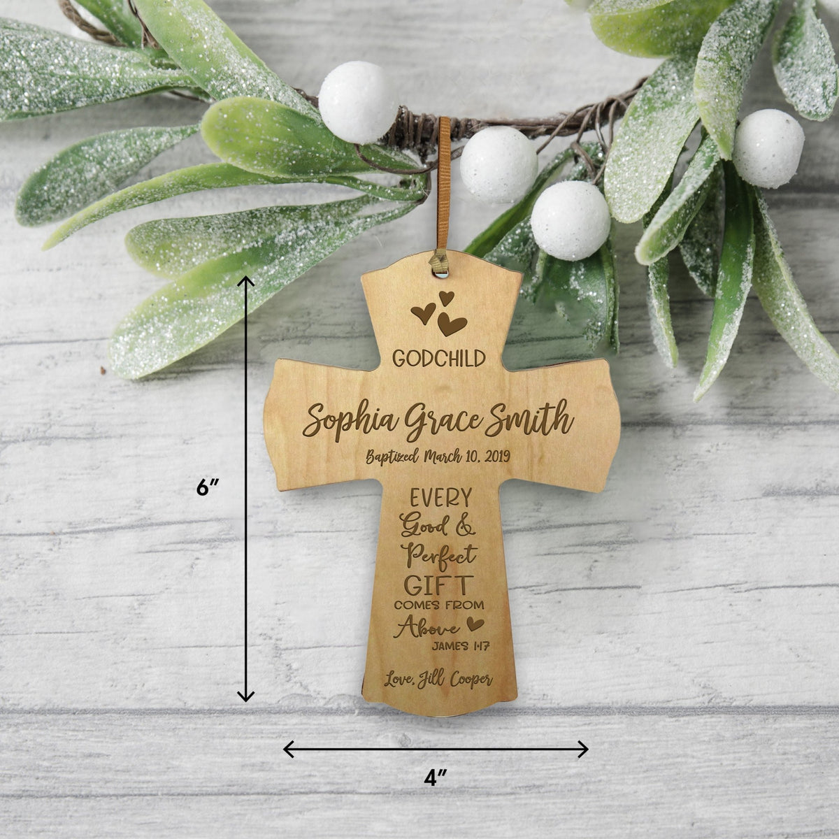 Personalized Godchild Baptism Cross for Boys Girls Good & Perfect - LifeSong Milestones