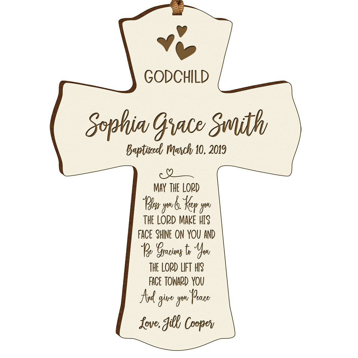 Personalized Godchild Baptism Cross for Boys Girls May The Lord - LifeSong Milestones