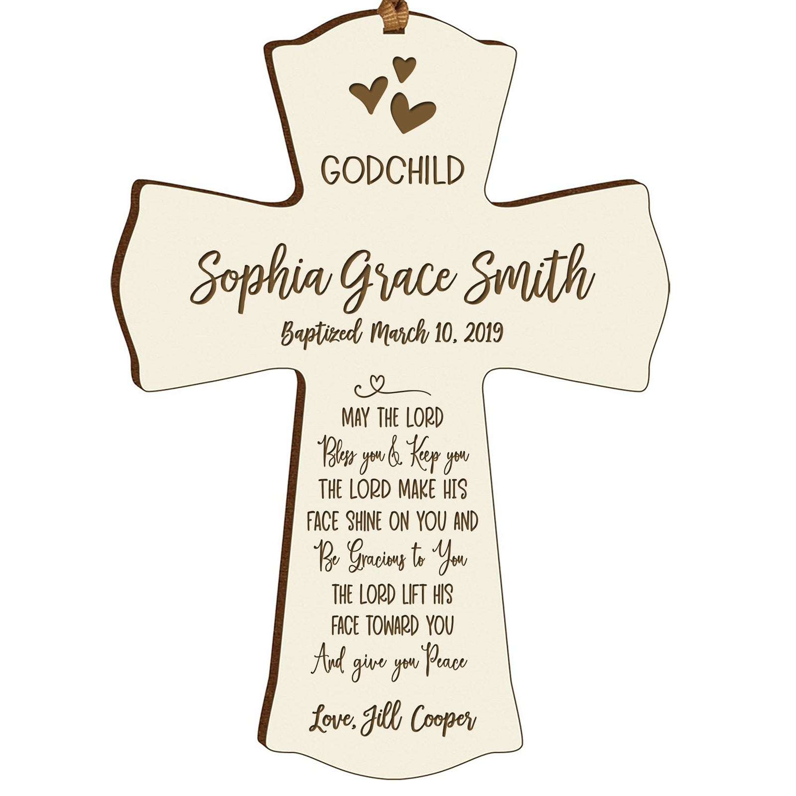 Personalized Godchild Baptism Cross for Boys Girls May The Lord - LifeSong Milestones