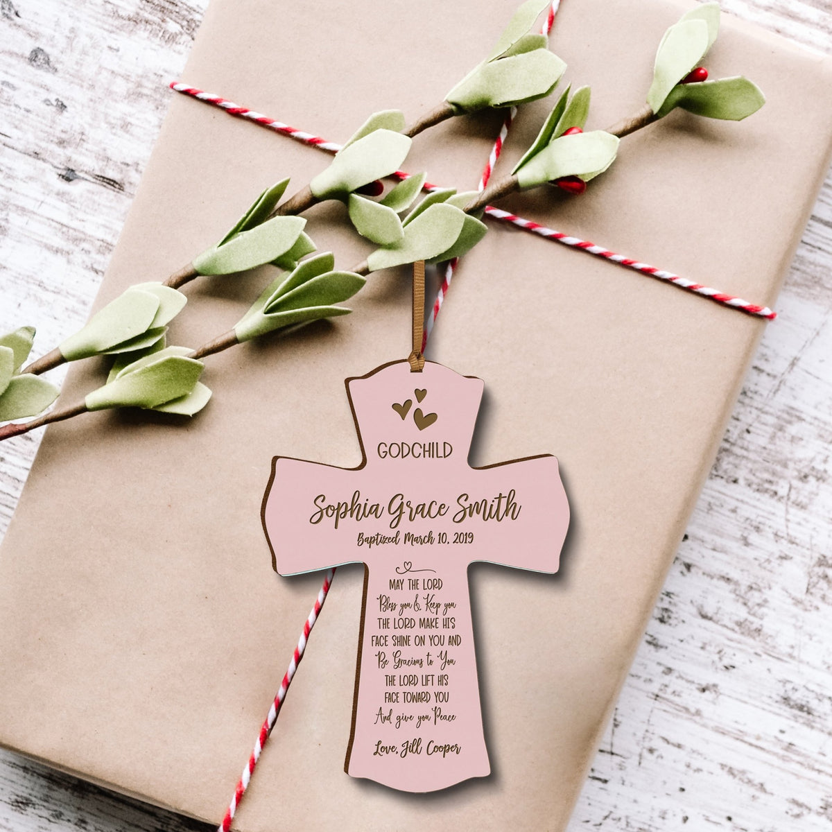 Personalized Godchild Baptism Cross for Boys Girls May The Lord - LifeSong Milestones