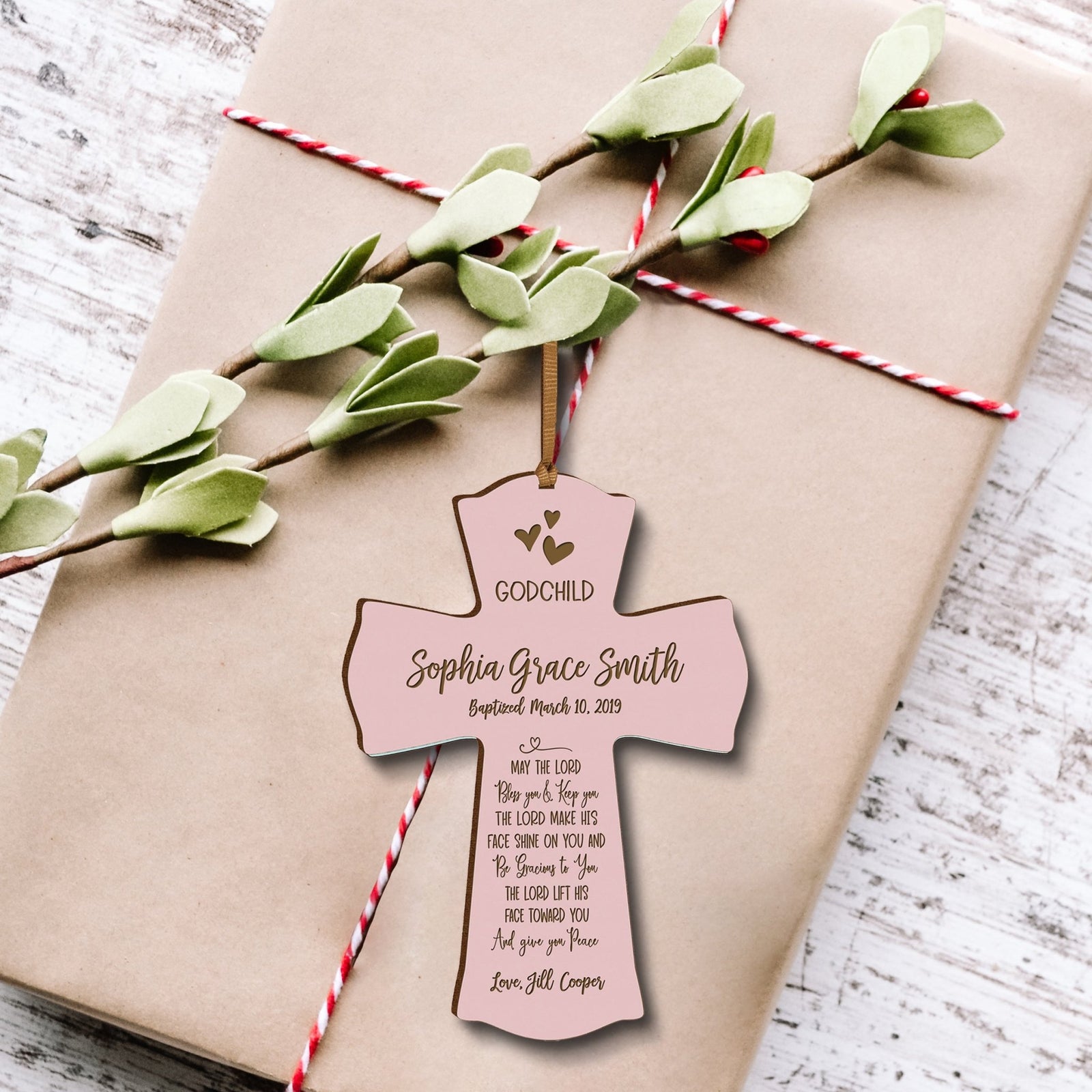 Personalized Godchild Baptism Cross for Boys Girls May The Lord - LifeSong Milestones