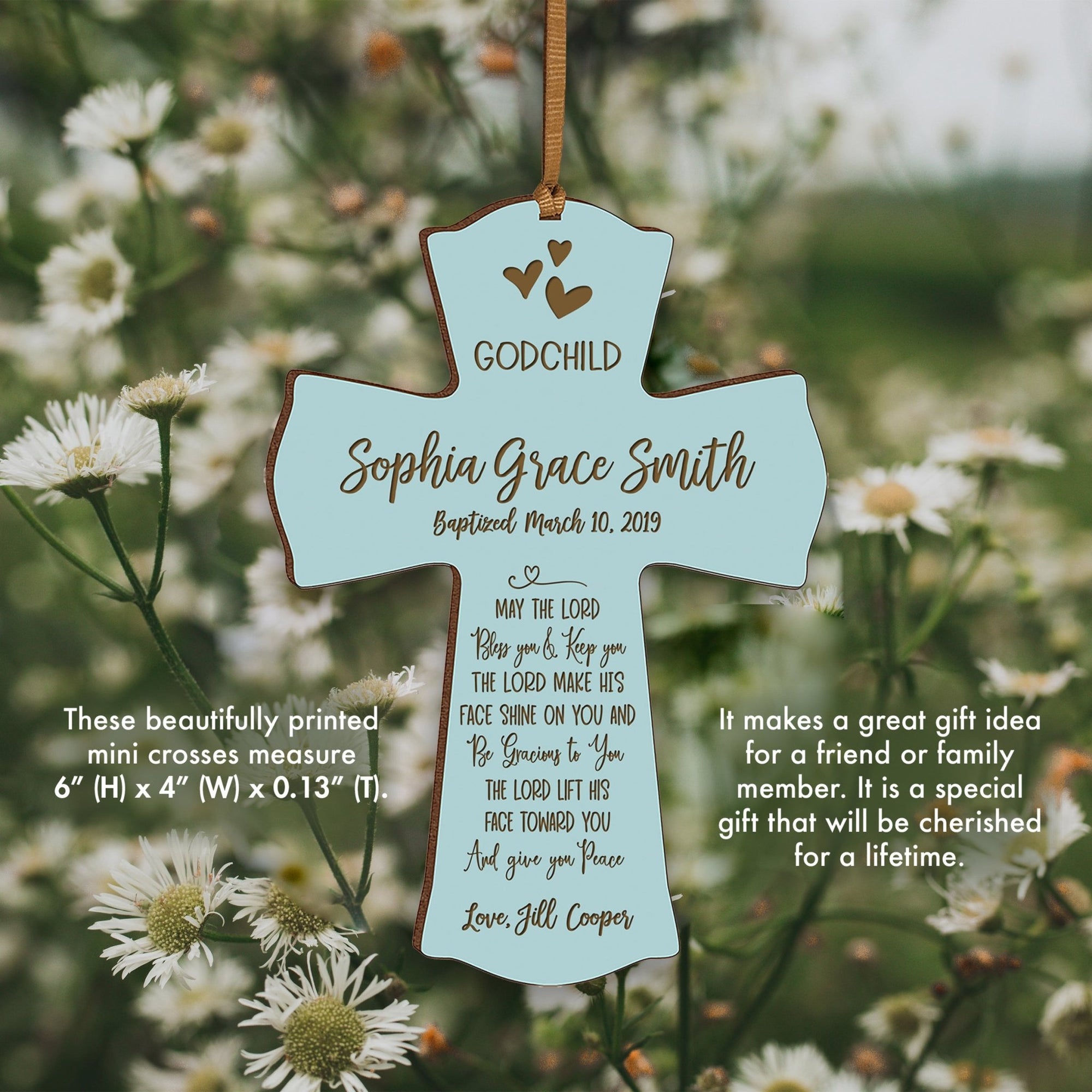Personalized Godchild Baptism Cross for Boys Girls May The Lord - LifeSong Milestones