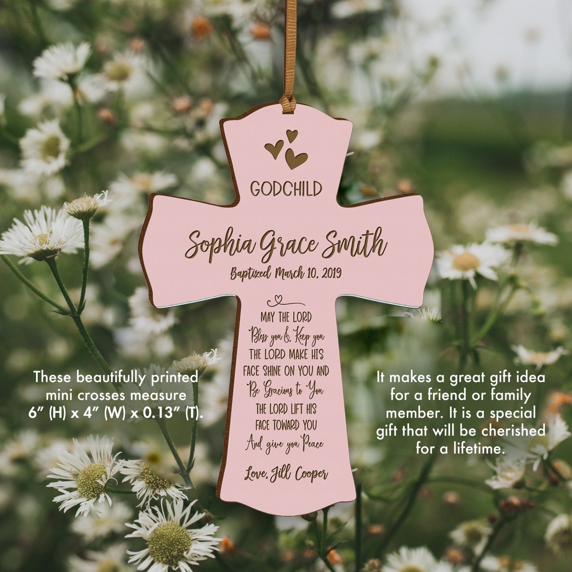 Personalized Godchild Baptism Cross for Boys Girls May The Lord - LifeSong Milestones