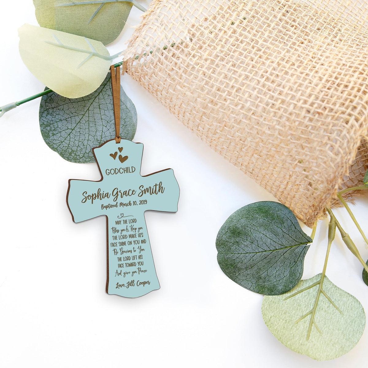 Personalized Godchild Baptism Cross for Boys Girls May The Lord - LifeSong Milestones