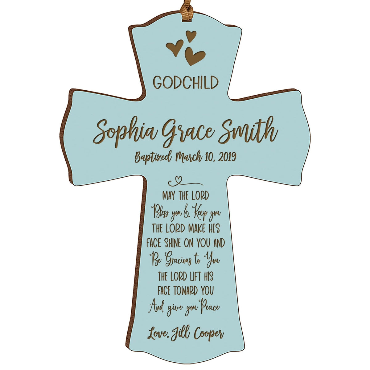Personalized Godchild Baptism Cross for Boys Girls May The Lord - LifeSong Milestones