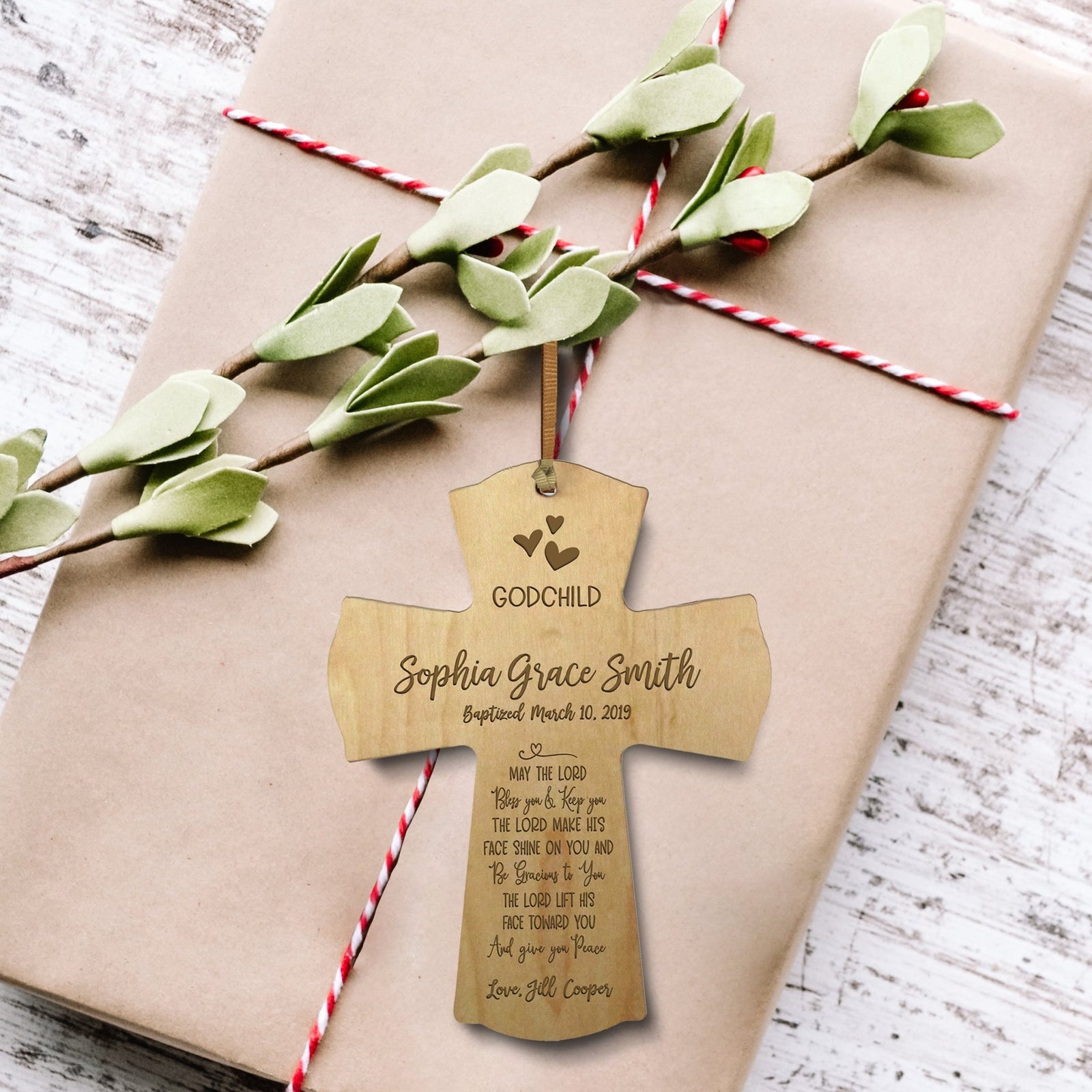 Personalized Godchild Baptism Cross for Boys Girls May The Lord - LifeSong Milestones