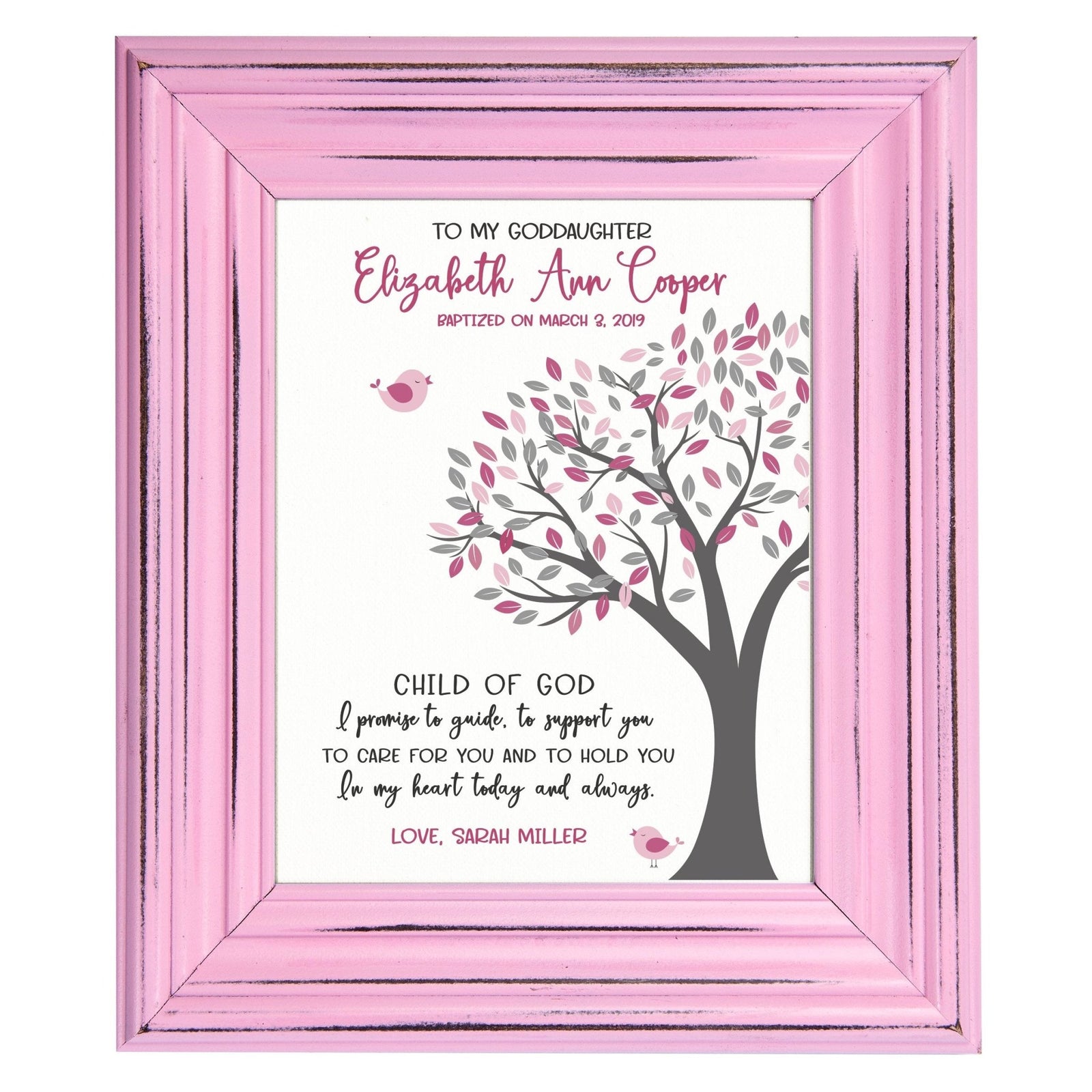 Personalized Baptism Framed Wall Decor Signs Gifts For Goddaughter