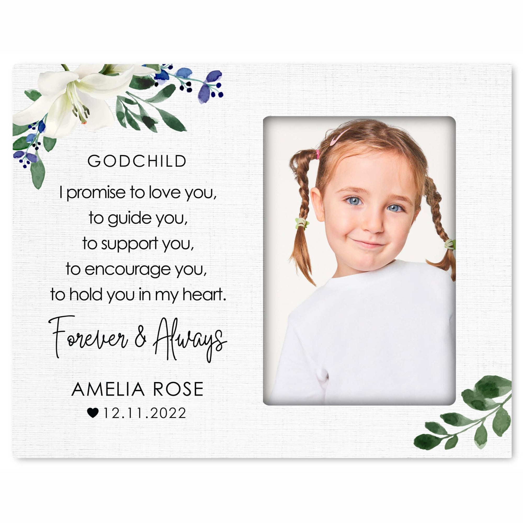 Personalized Godchild Wooden Picture Frame - LifeSong Milestones