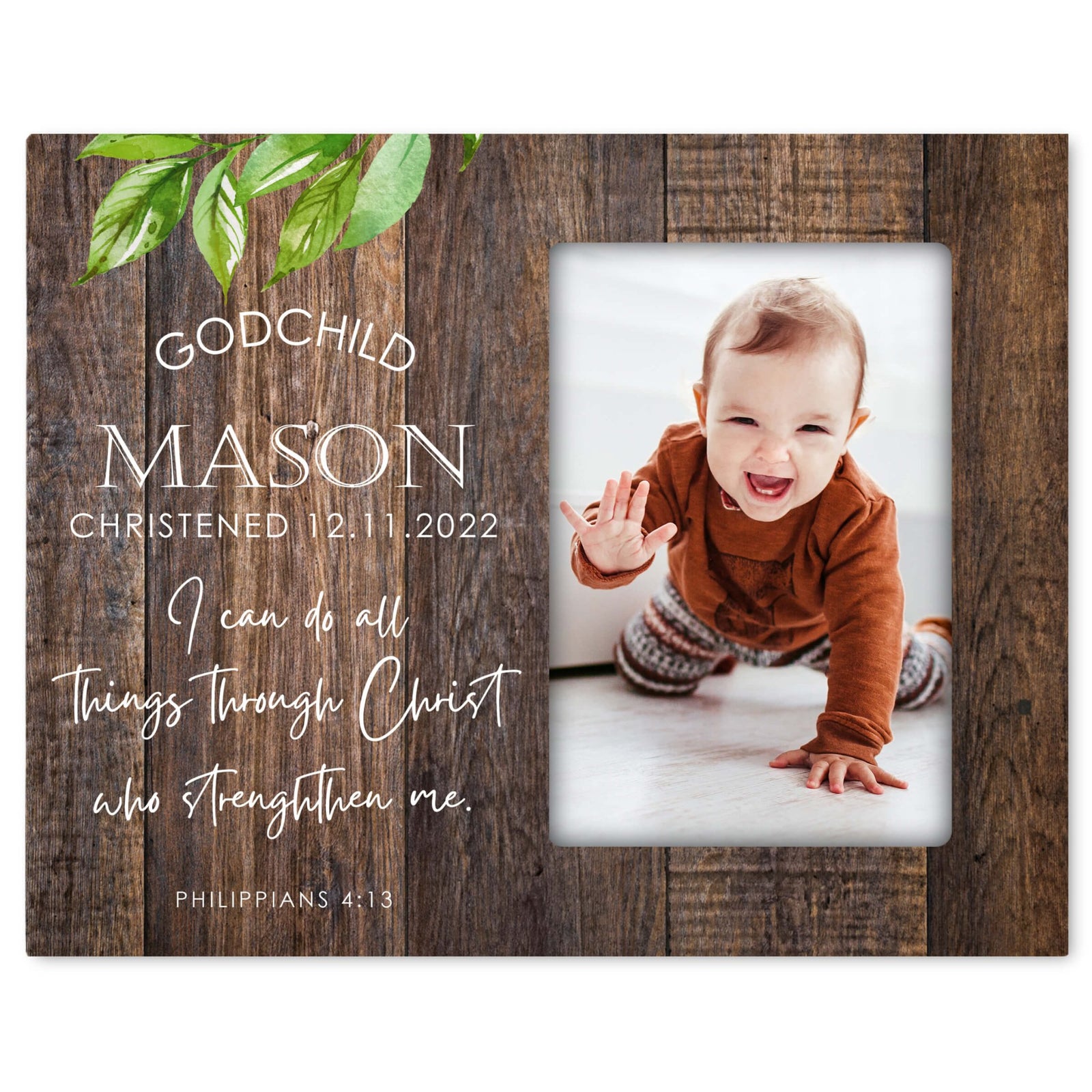 Personalized Godchild Wooden Picture Frame - LifeSong Milestones