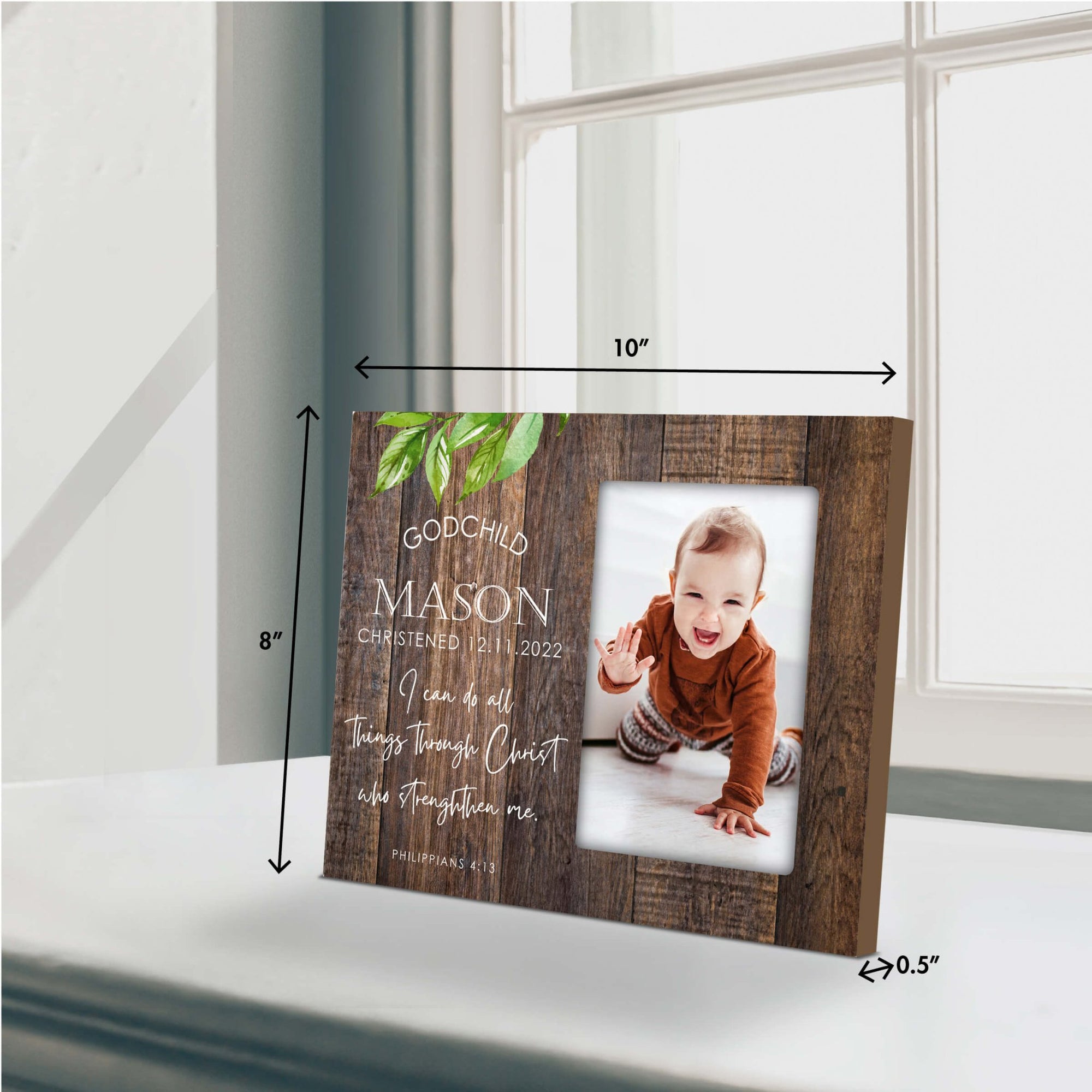 Personalized Godchild Wooden Picture Frame - LifeSong Milestones