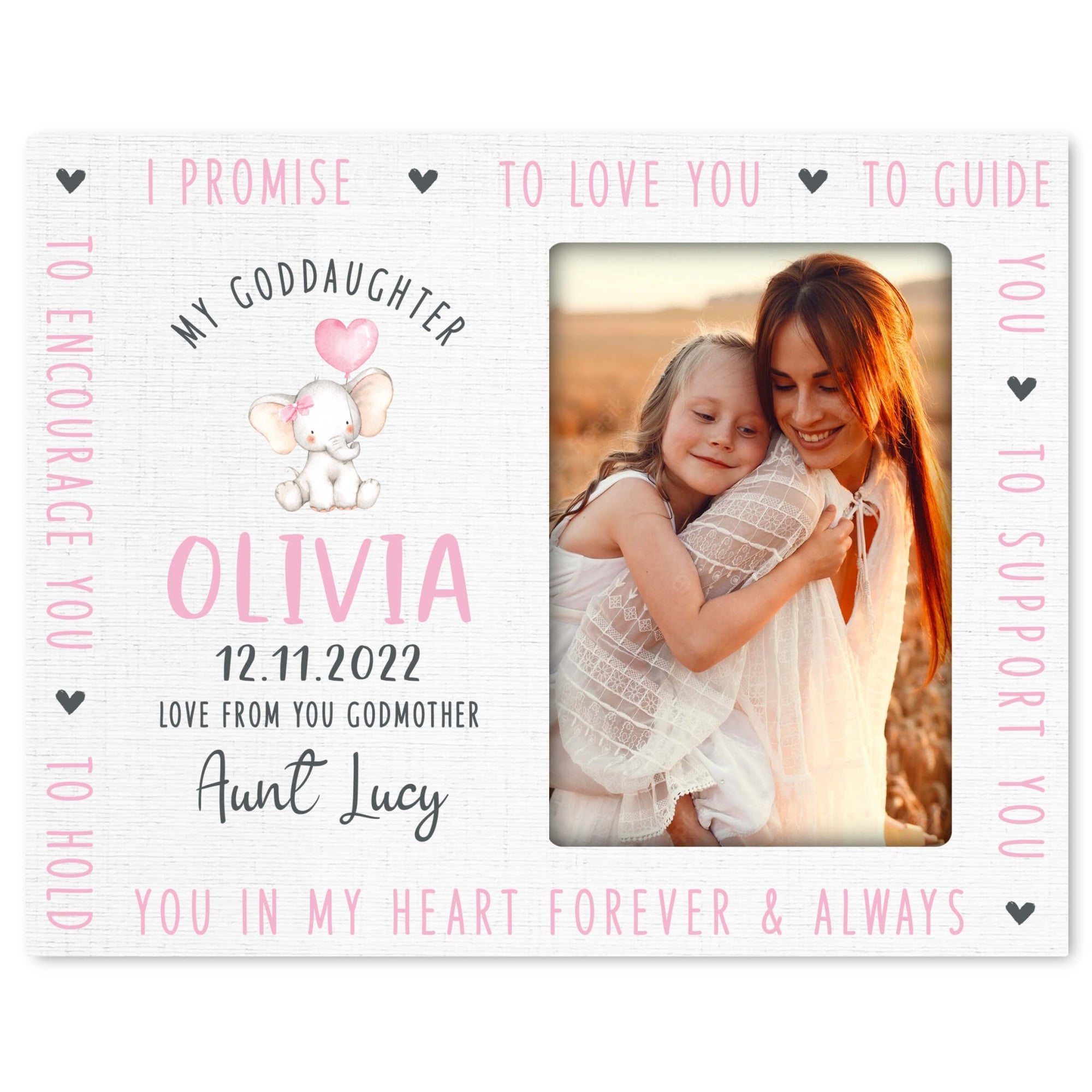 Personalized Goddaughter Wooden Picture Frame - LifeSong Milestones