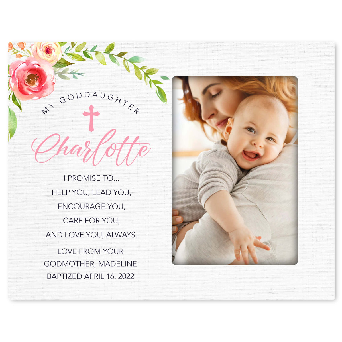 Personalized Goddaughter Wooden Picture Frame - LifeSong Milestones