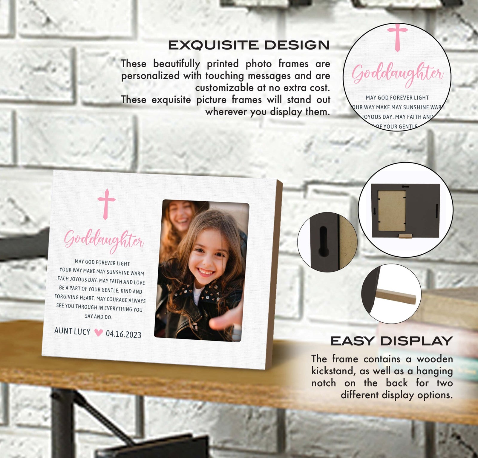 Personalized Goddaughter Wooden Picture Frame - LifeSong Milestones