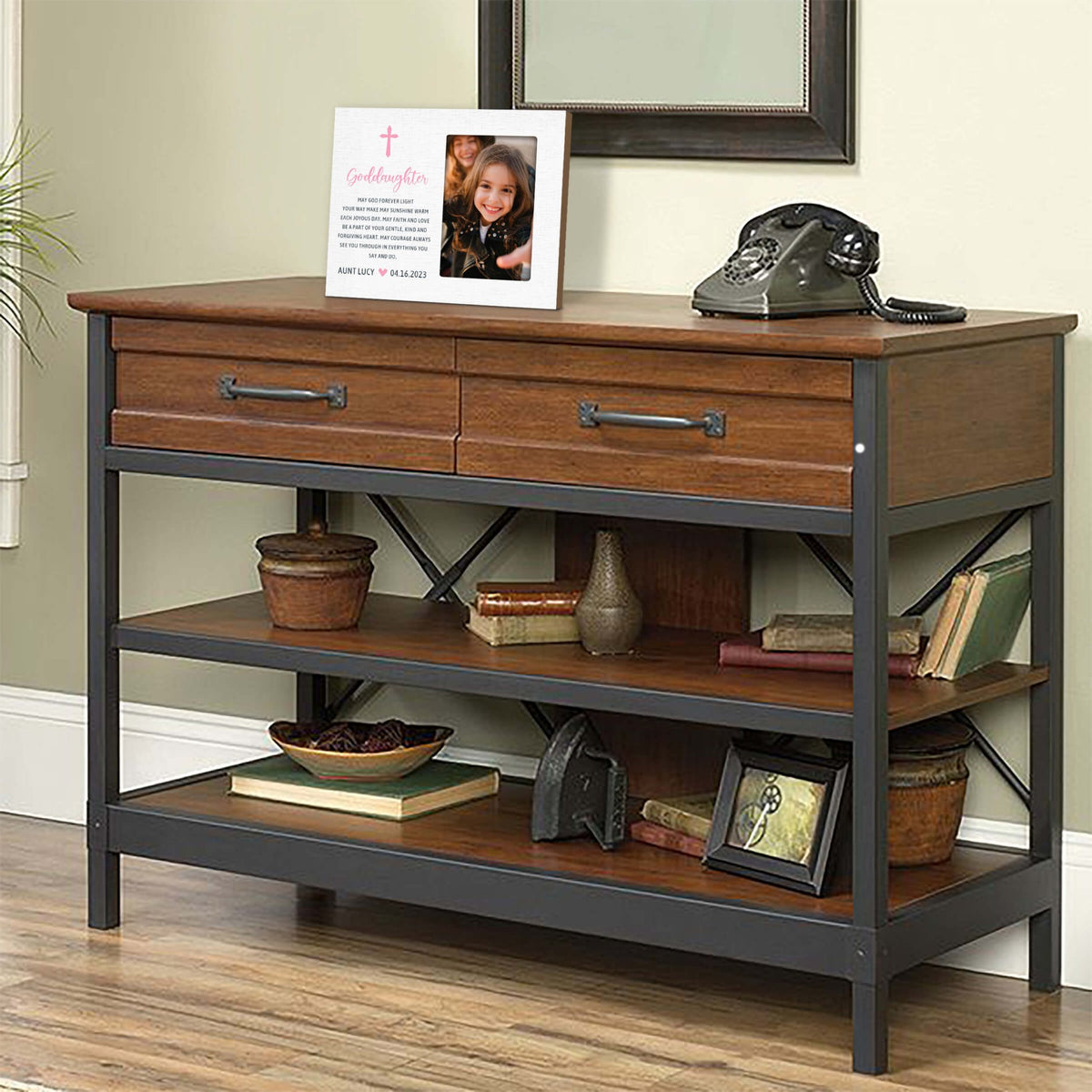 Personalized Goddaughter Wooden Picture Frame - LifeSong Milestones