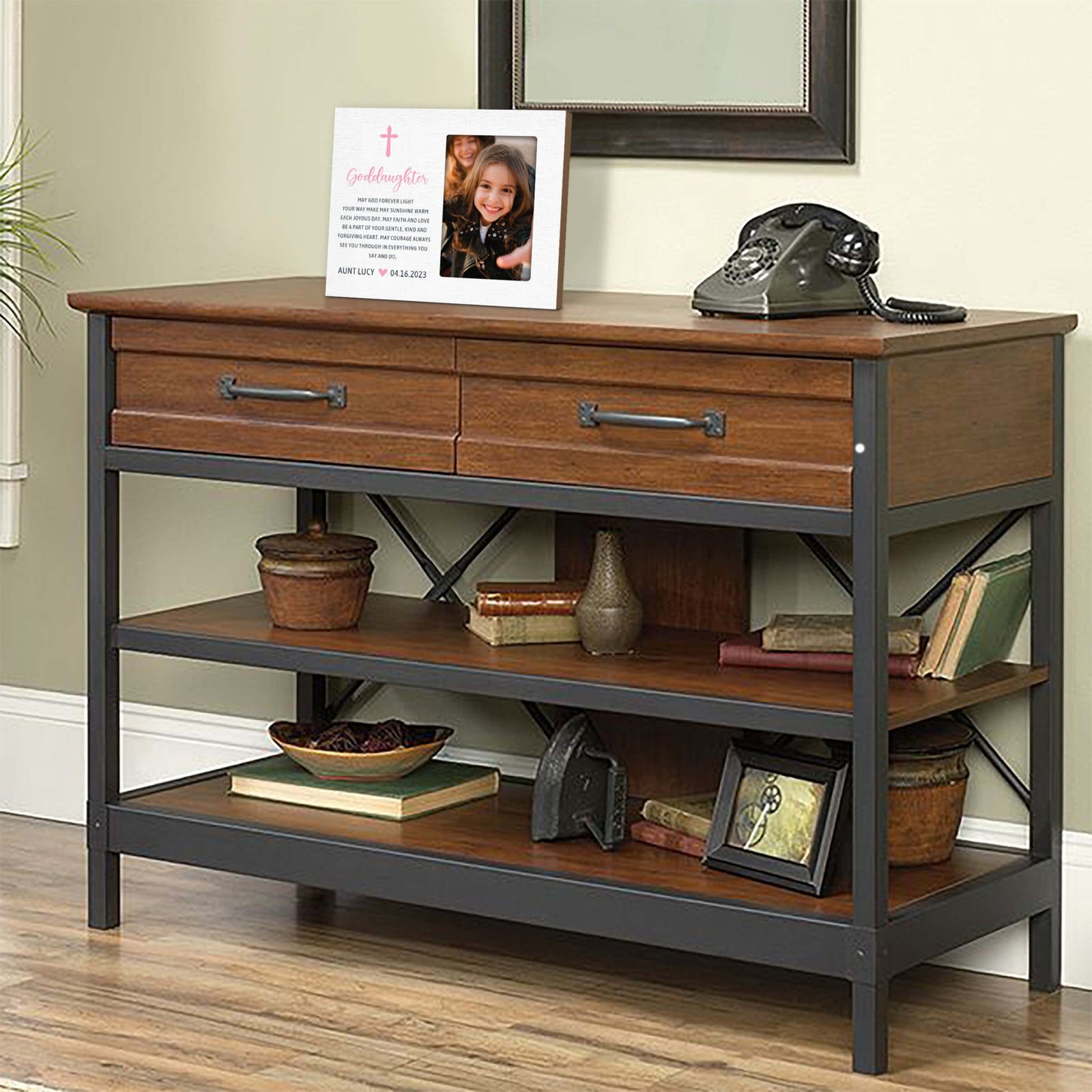 Personalized Goddaughter Wooden Picture Frame - LifeSong Milestones