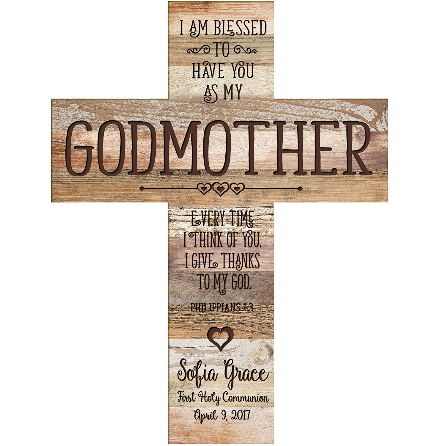 Personalized Godmother Decorative Wall Cross Gifts - Distressed Colors - LifeSong Milestones