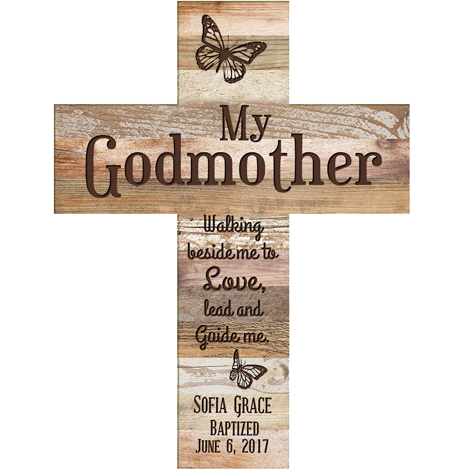 Personalized Godmother Decorative Wall Cross Gifts - Distressed Colors - LifeSong Milestones