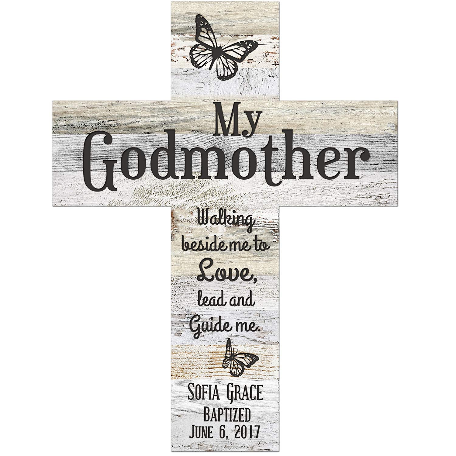 Personalized Godmother Decorative Wall Cross Gifts - Distressed Colors - LifeSong Milestones