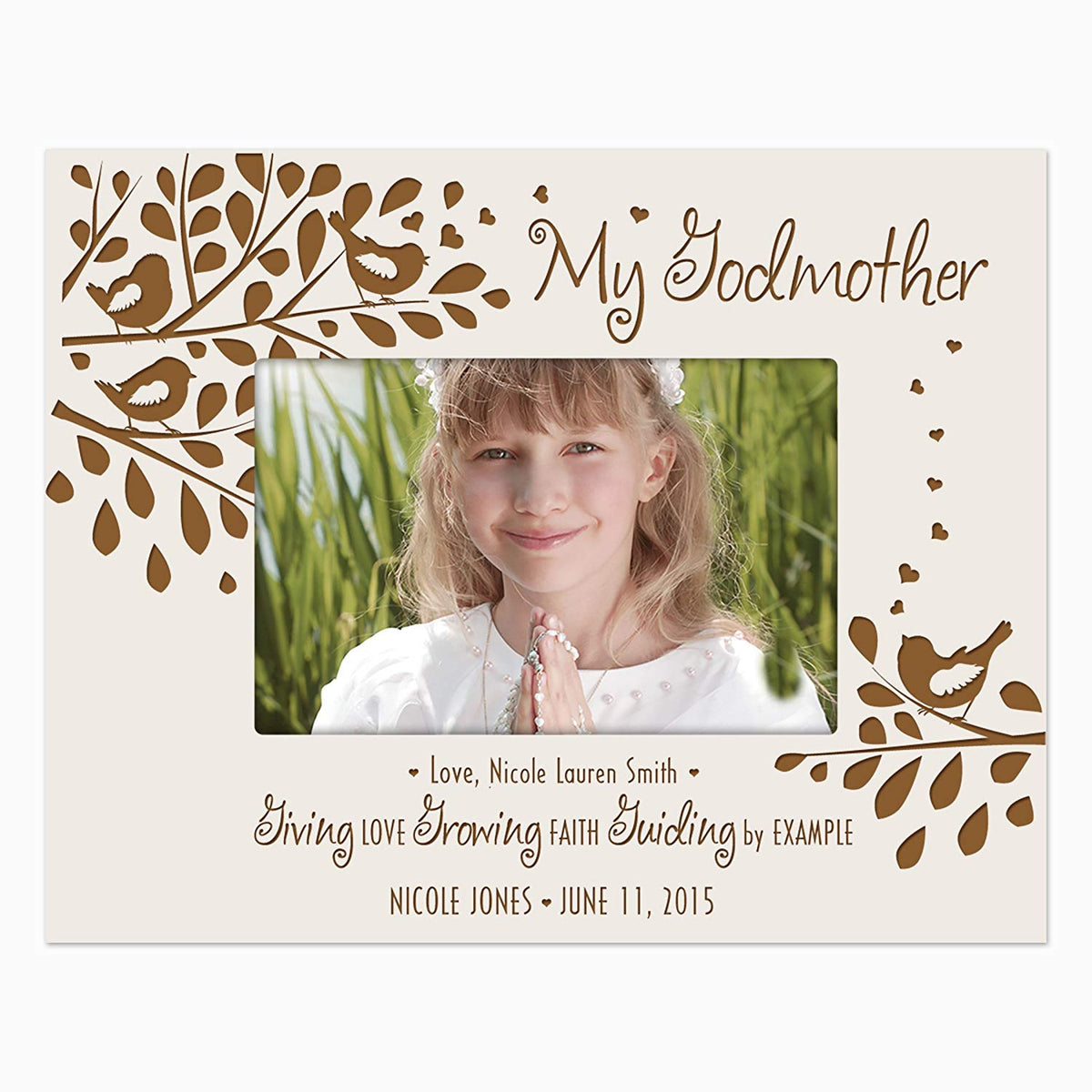 Personalized Godparent Picture Frame Gift &quot;Living Growing Guiding&quot; - LifeSong Milestones