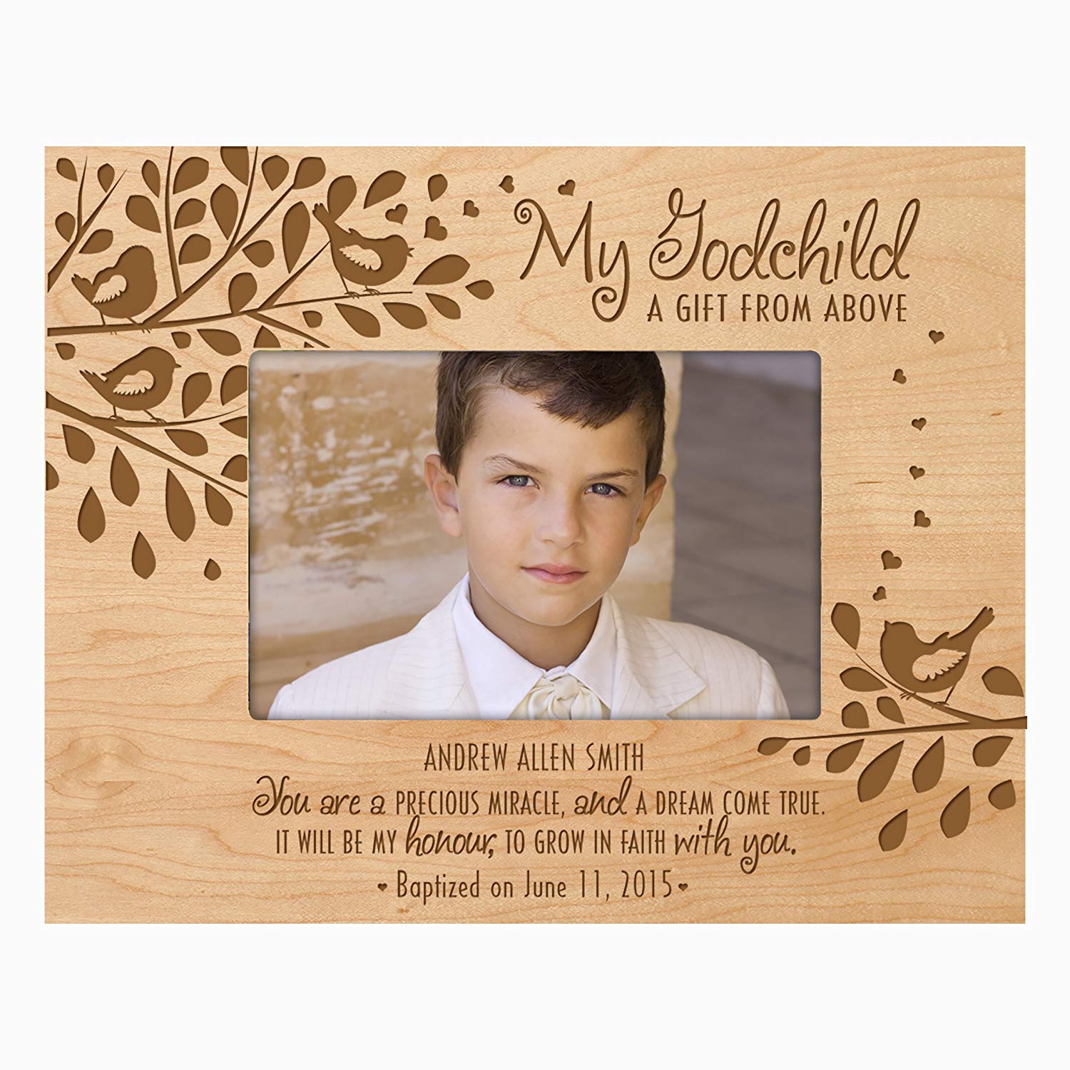 Personalized Godparent Picture Frame Gift "Precious Miracle" - LifeSong Milestones