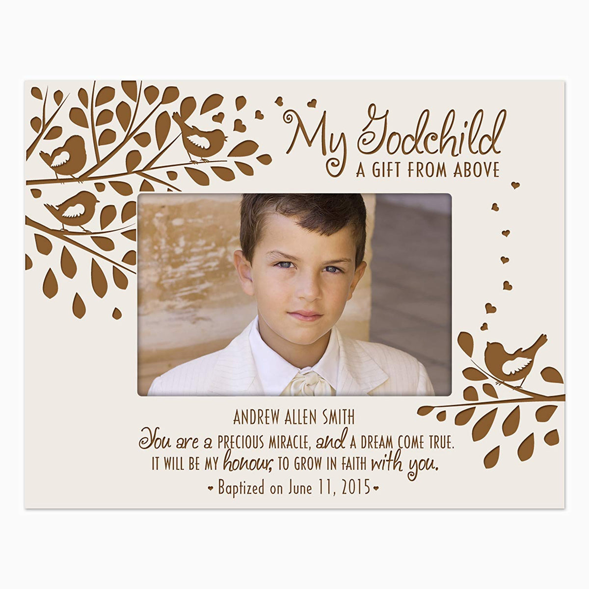 Personalized Godparent Picture Frame Gift &quot;Precious Miracle&quot; - LifeSong Milestones