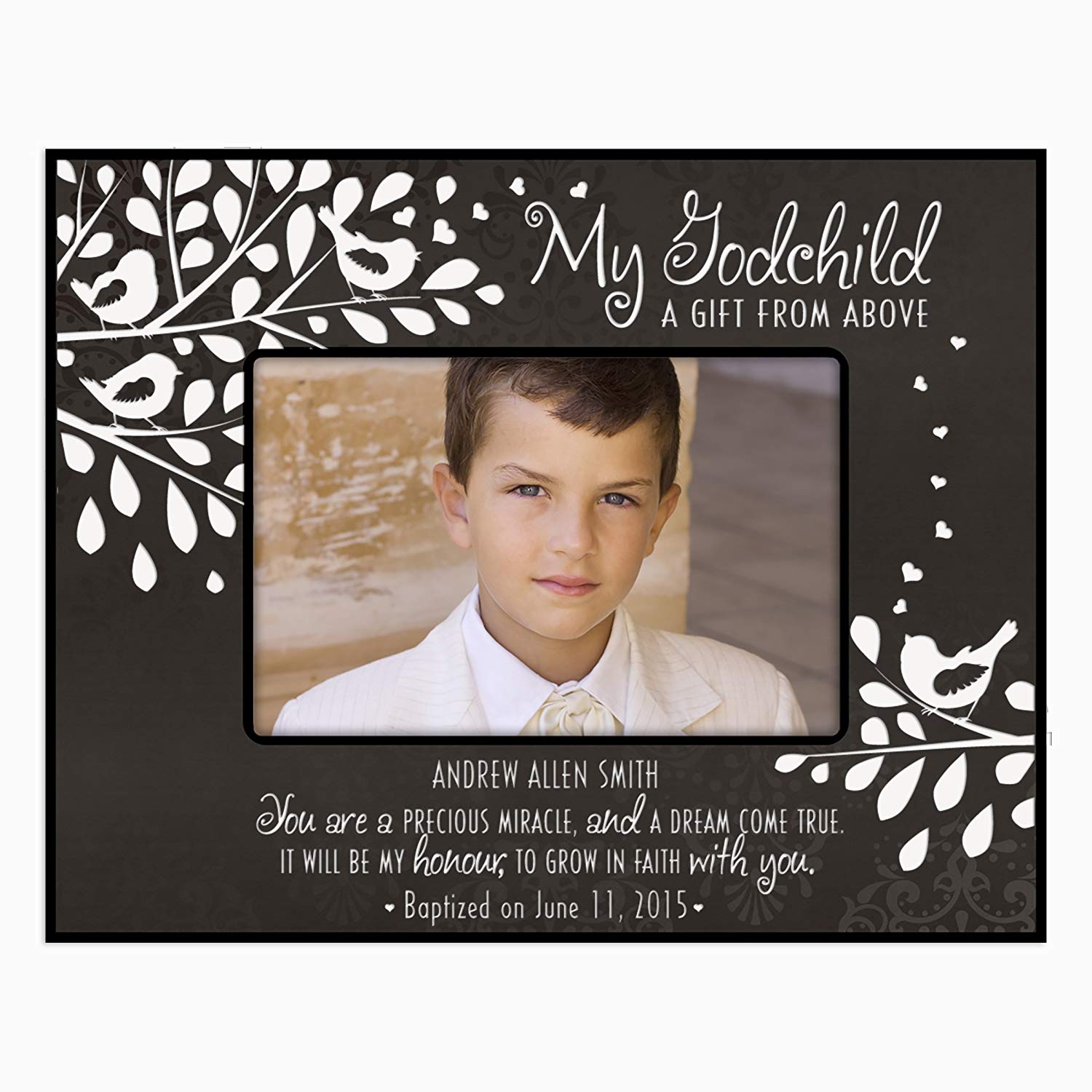 Personalized Godparent Picture Frame Gift "Precious Miracle" - LifeSong Milestones