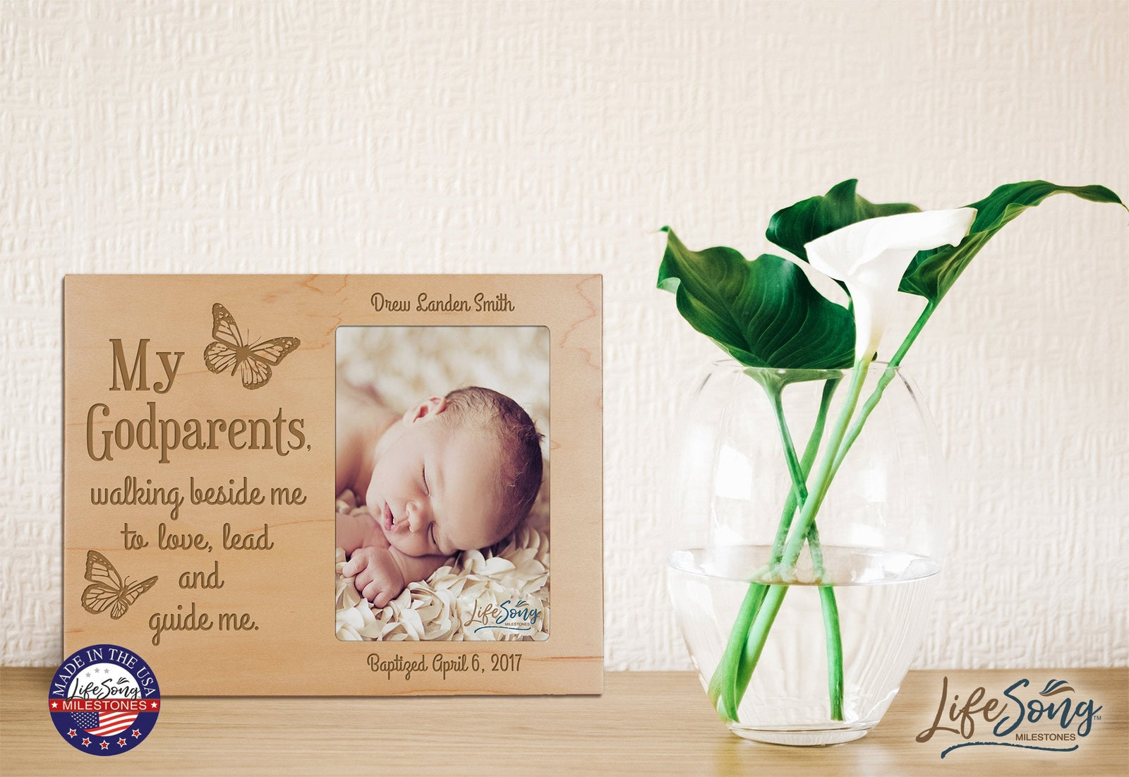 Personalized Godparents Gift Photo Frame - Walking Beside Me - LifeSong Milestones