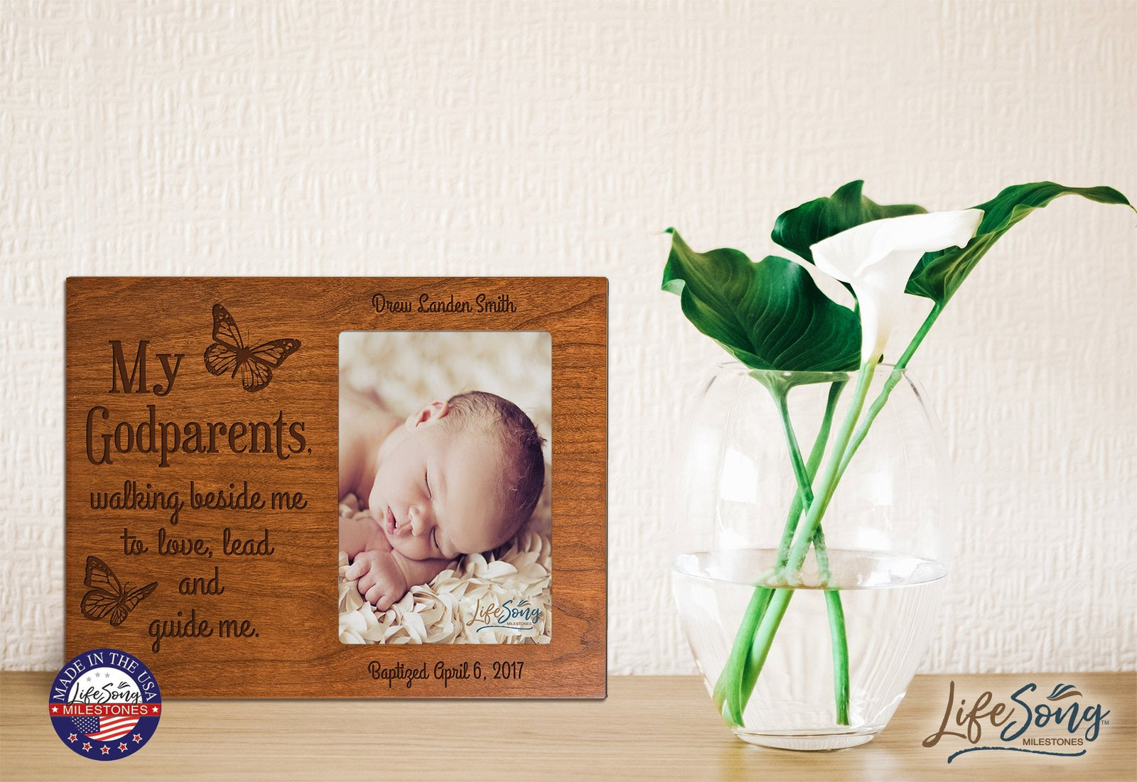 Personalized Godparents Gift Photo Frame - Walking Beside Me - LifeSong Milestones