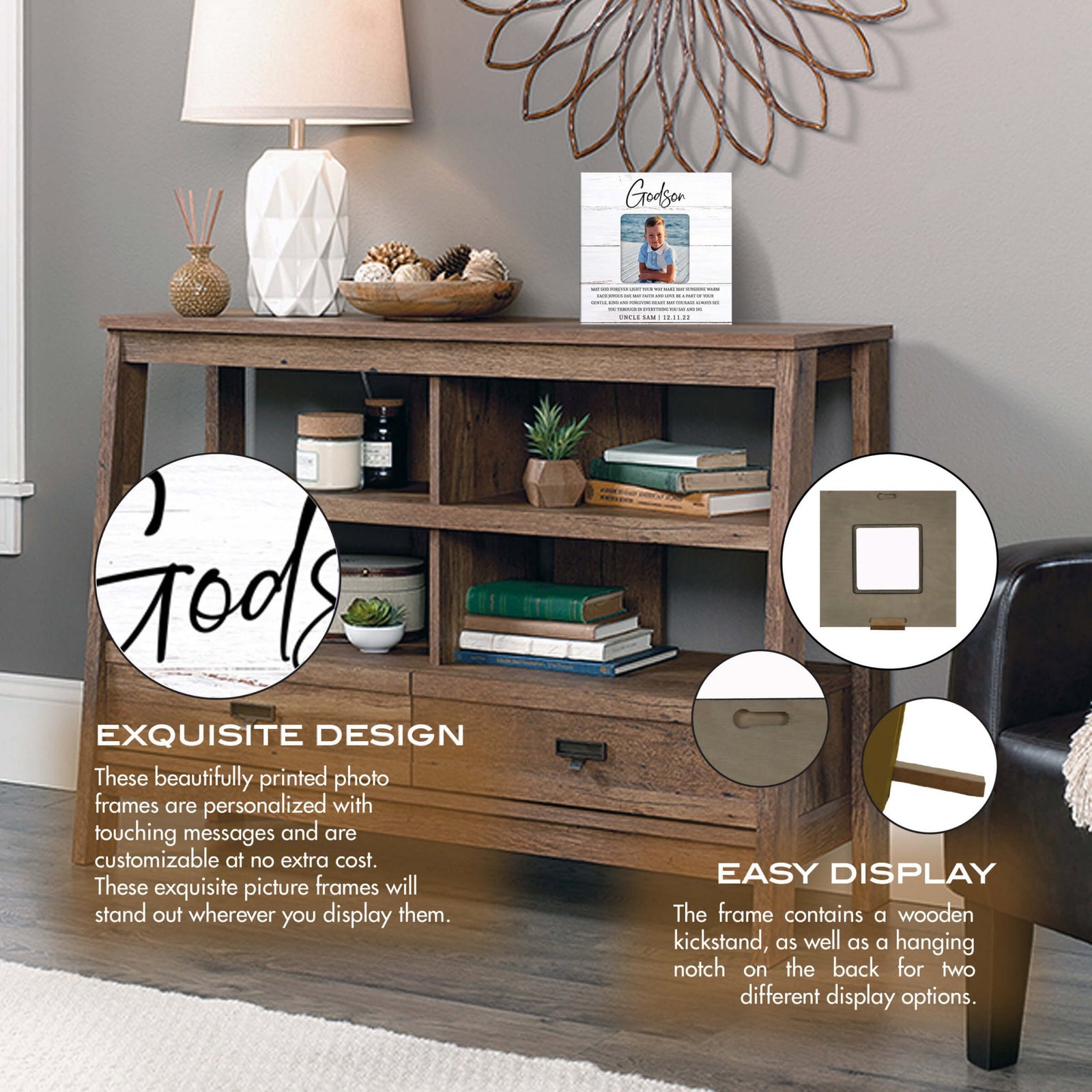 Personalized Godson Photo Frame - May God Bless You - LifeSong Milestones