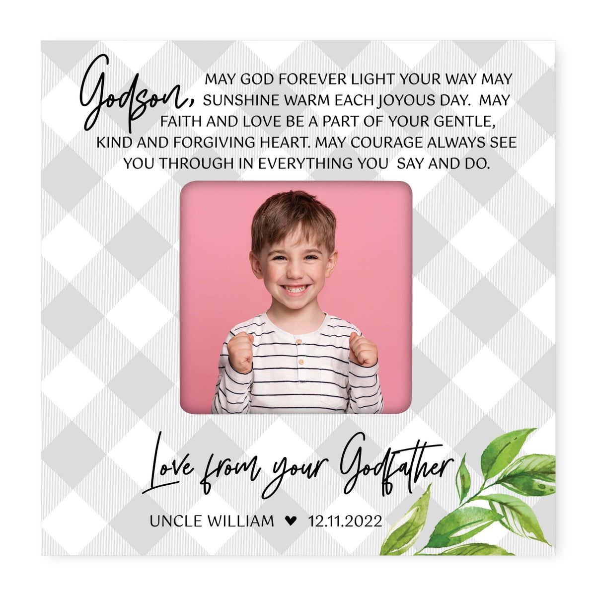 Personalized Godson Photo Frame - May God Bless You - LifeSong Milestones