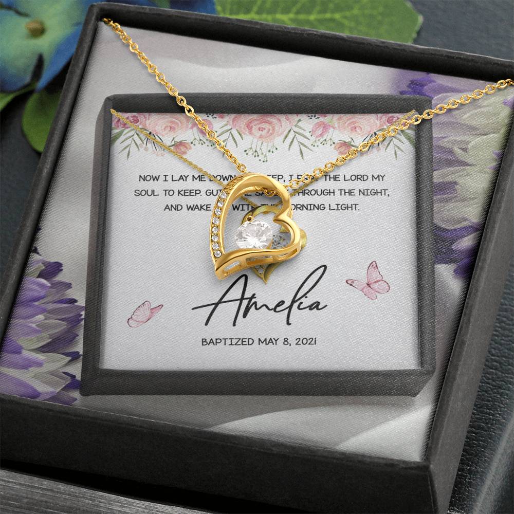 Personalized Gold Heart Necklace From Godmother to Goddaugther Now I Lay Me Down To Sleep - LifeSong Milestones
