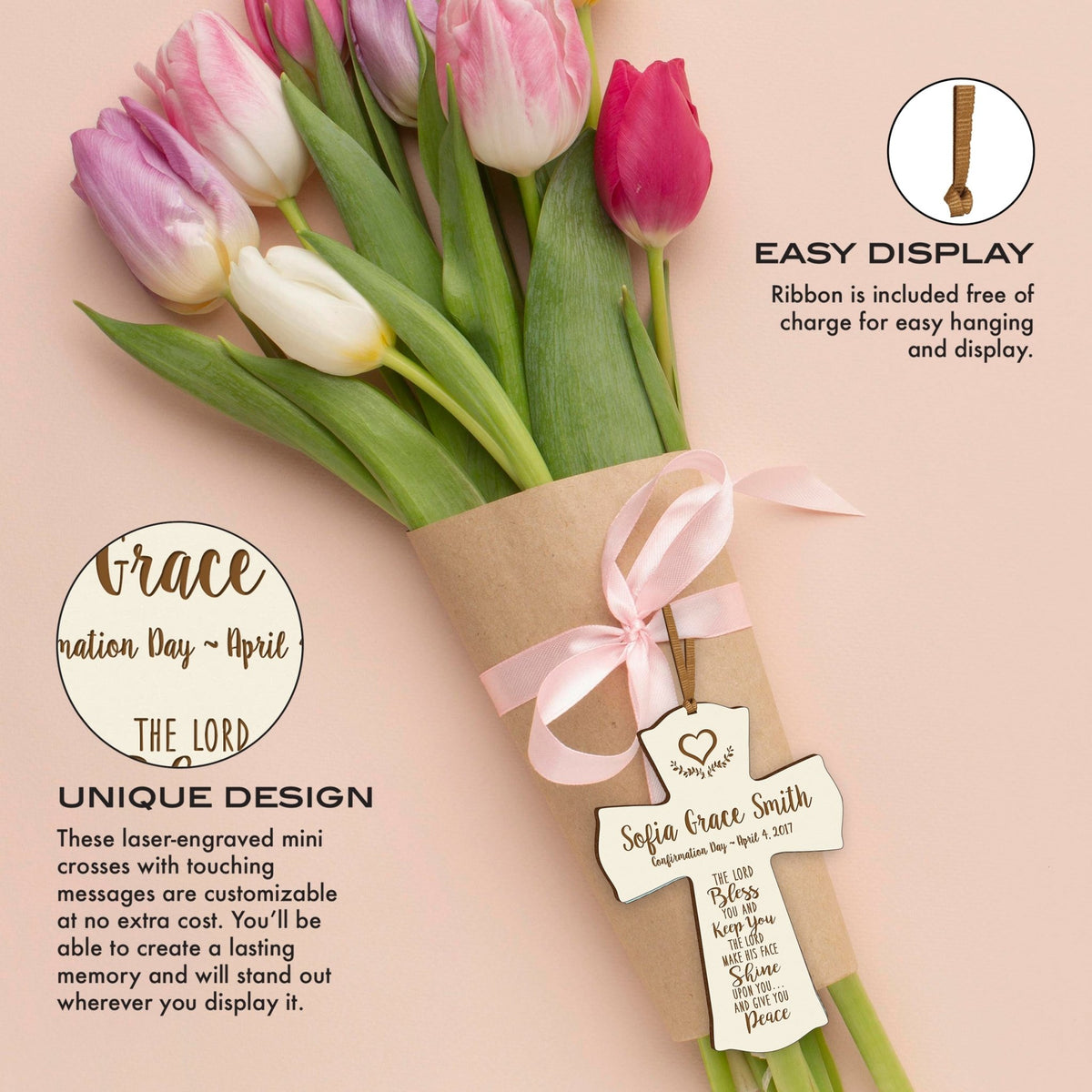 Personalized Graduation Cross Ornament - The Lord Bless You - LifeSong Milestones