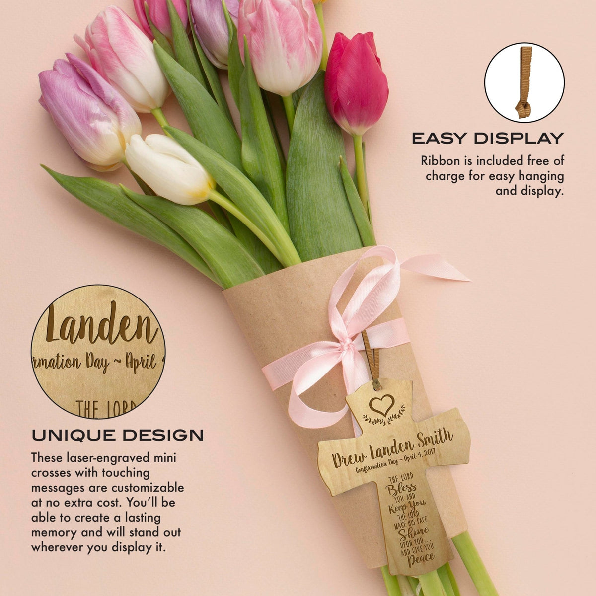 Personalized Graduation Cross Ornament - The Lord Bless You - LifeSong Milestones