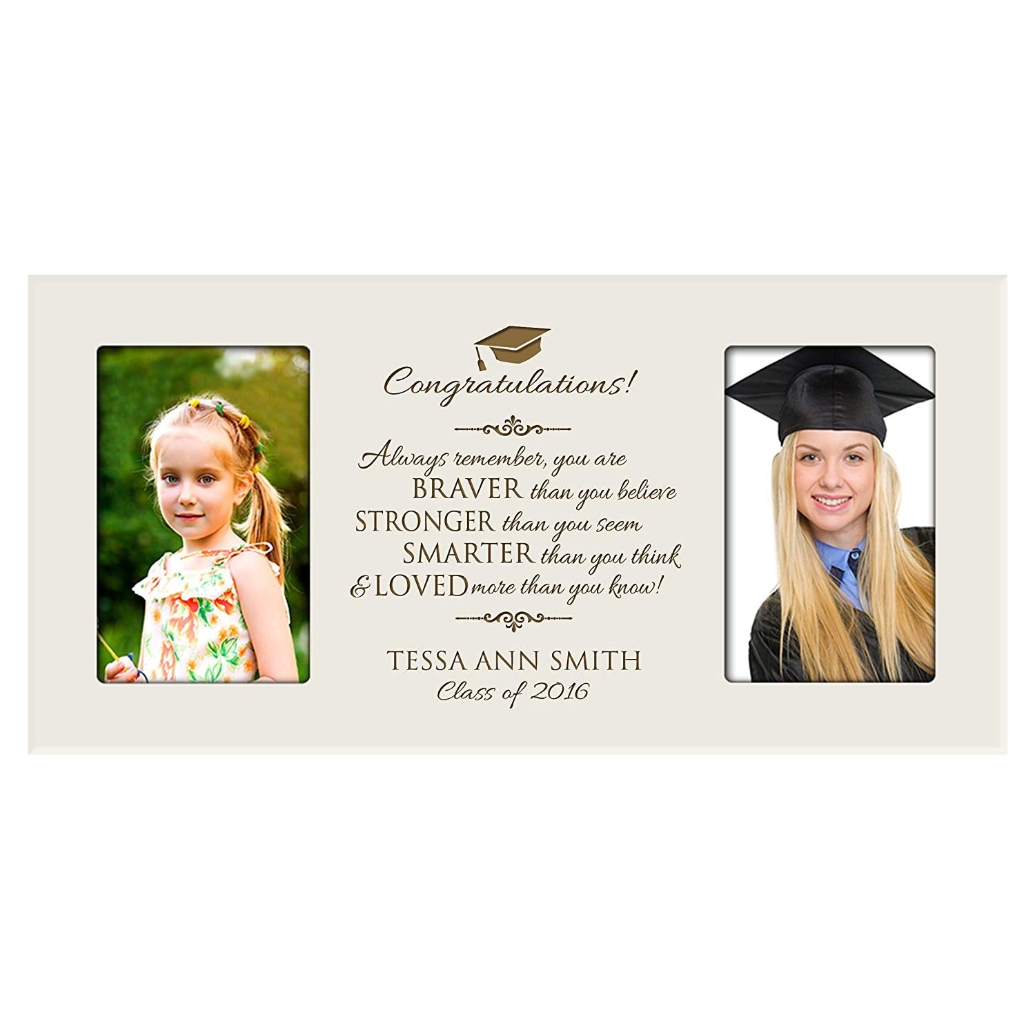 Personalized Graduation Double Photo Frame - Congratulations - LifeSong Milestones