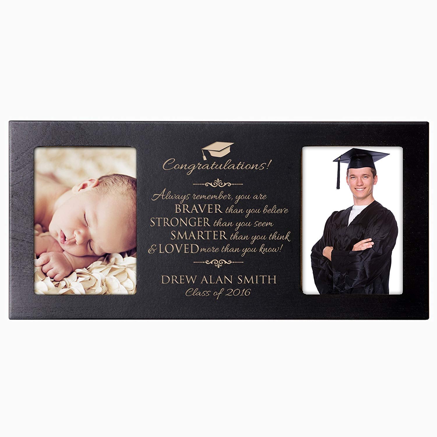 Personalized Graduation Double Photo Frame - Congratulations - LifeSong Milestones