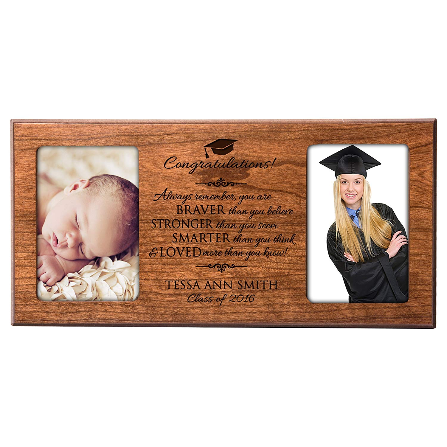 Personalized Graduation Double Photo Frame - Congratulations - LifeSong Milestones