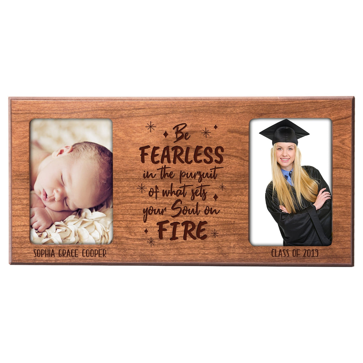 Personalized Graduation Double Photo Frame Gift - Be Fearless - LifeSong Milestones