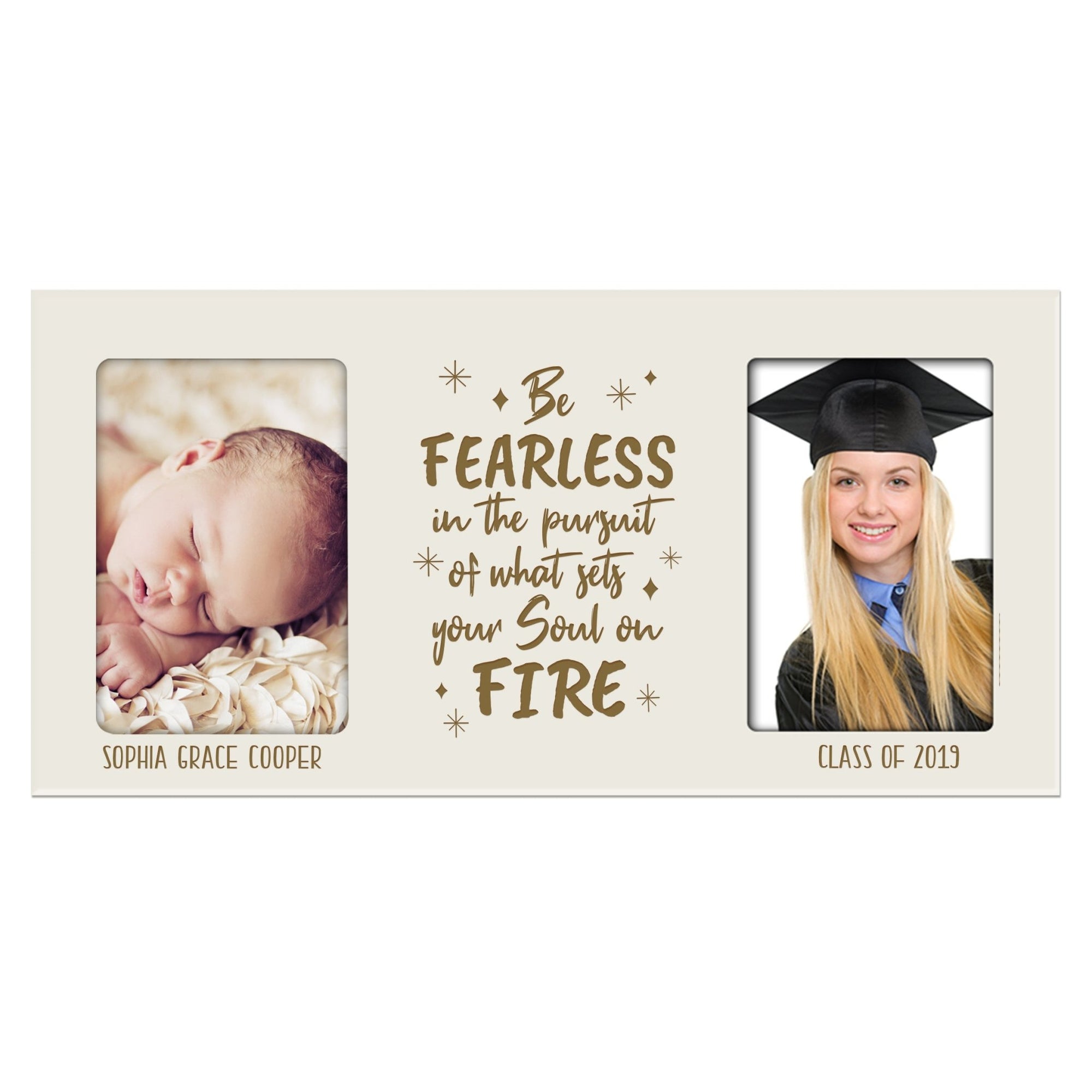 Personalized Graduation Double Photo Frame Gift - Be Fearless - LifeSong Milestones