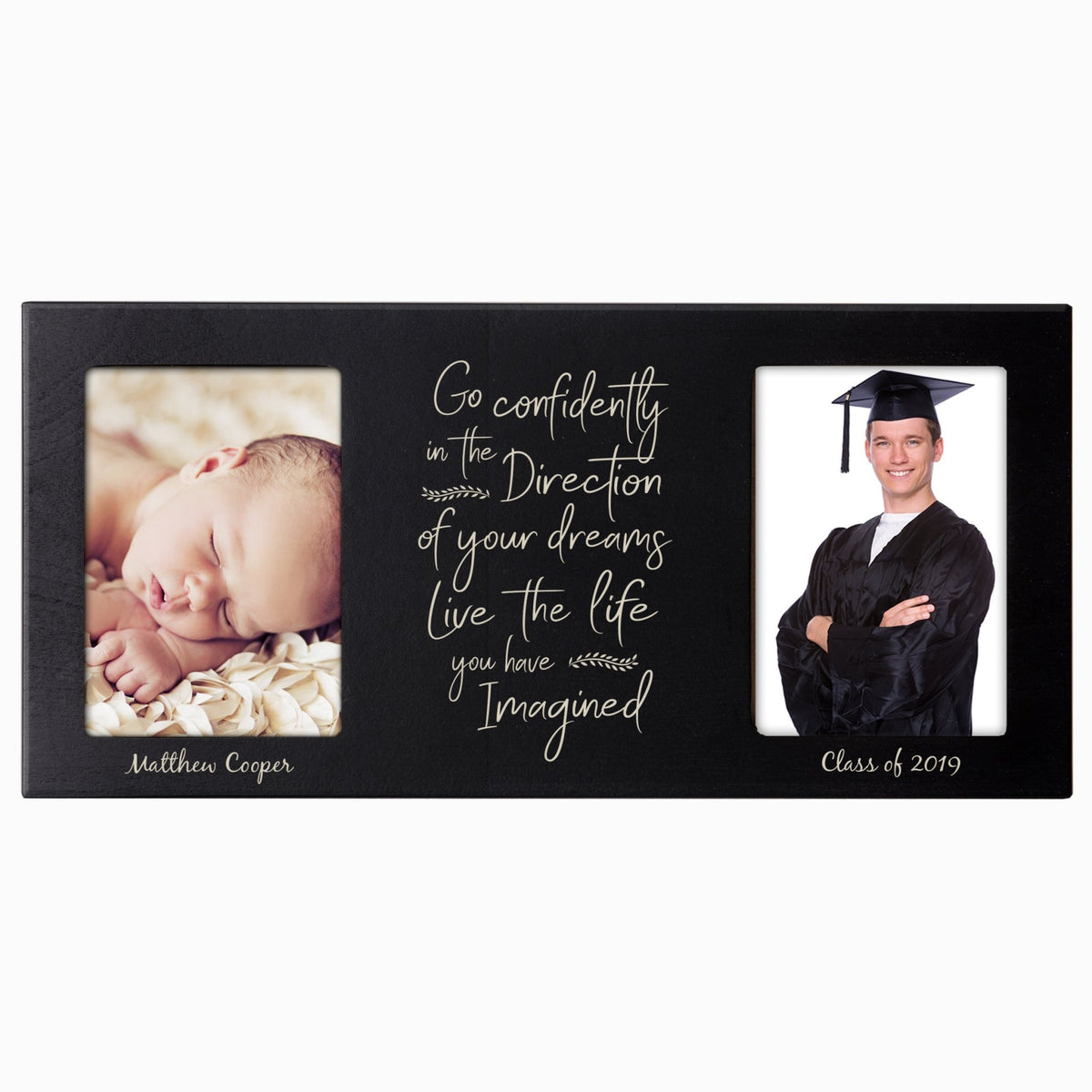 Personalized Graduation Double Photo Frame Gift - Go Confidently - LifeSong Milestones