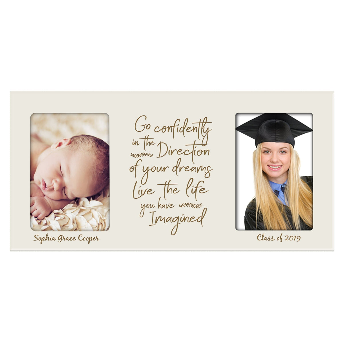 Personalized Graduation Double Photo Frame Gift - Go Confidently - LifeSong Milestones