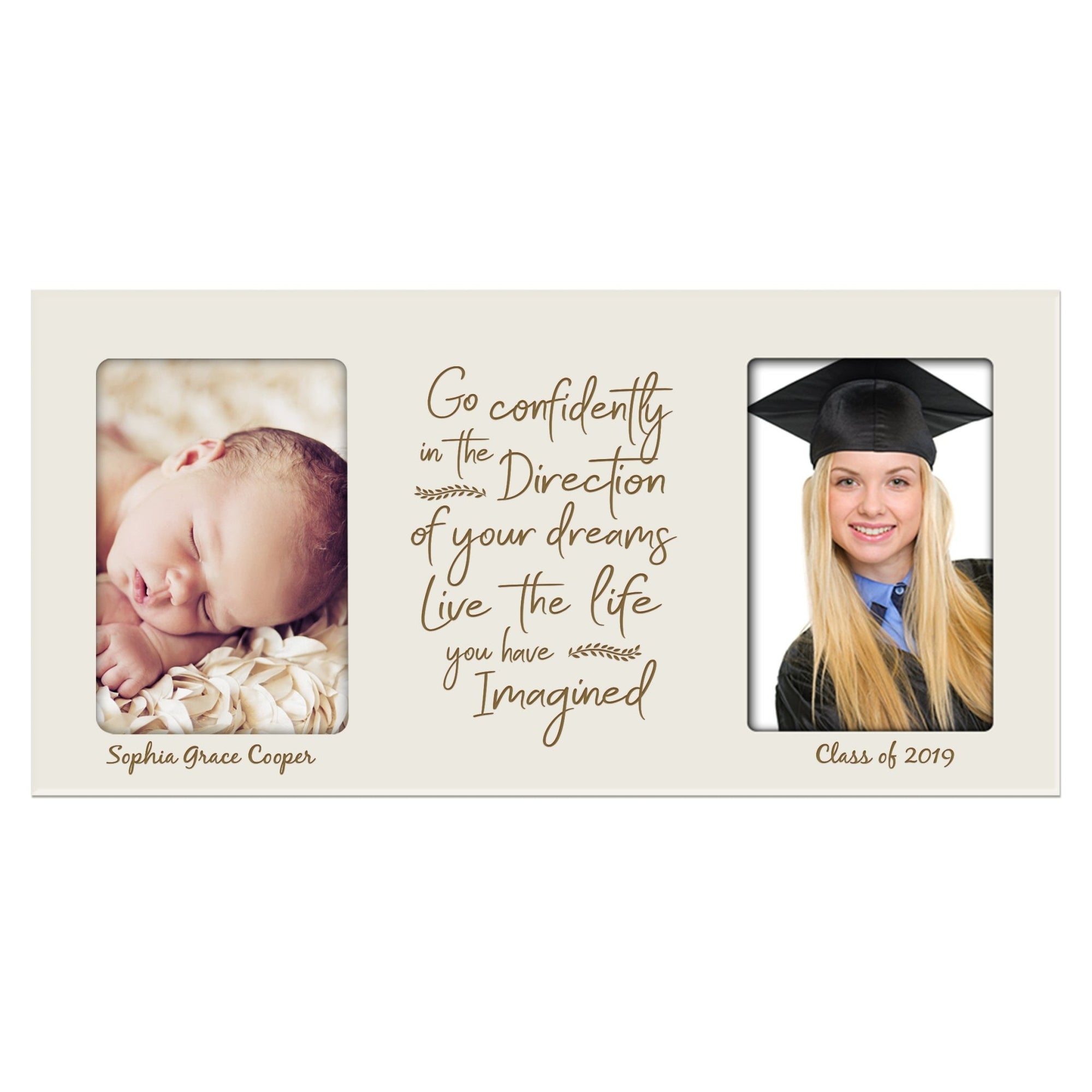 Personalized Graduation Double Photo Frame Gift - Go Confidently - LifeSong Milestones
