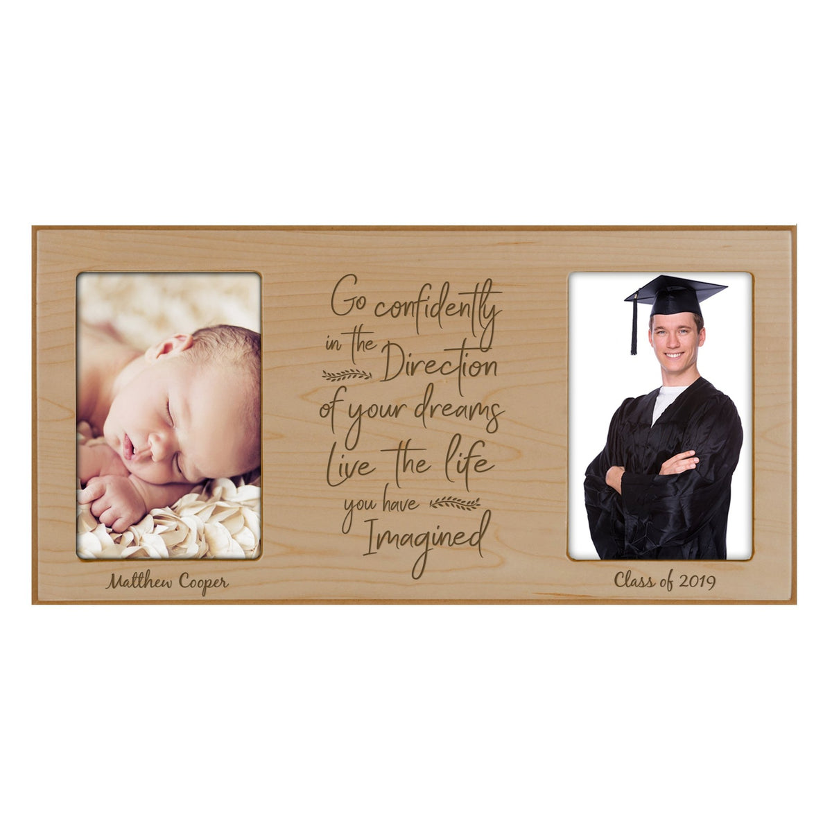 Personalized Graduation Double Photo Frame Gift - Go Confidently - LifeSong Milestones
