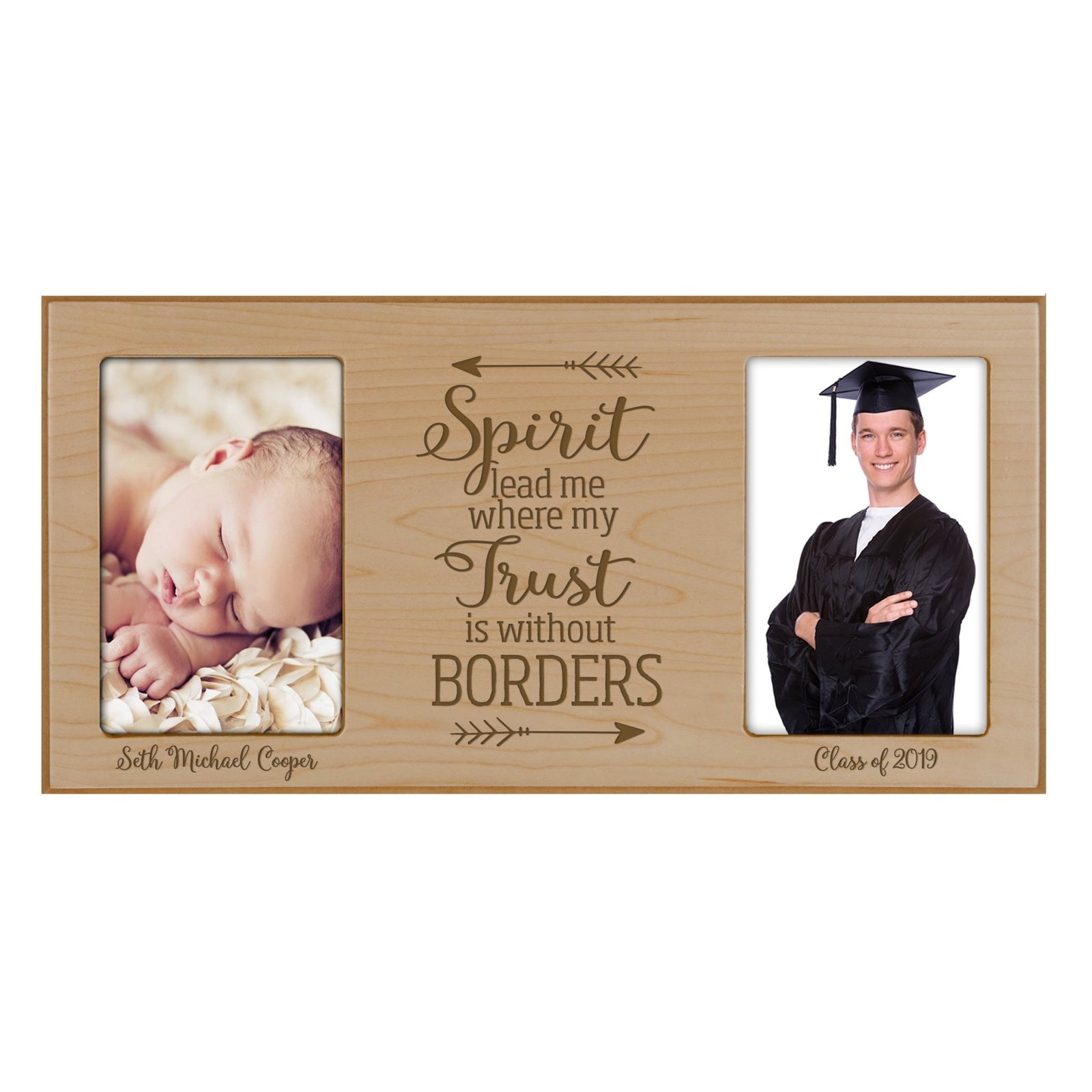 Personalized Graduation Double Photo Frame Gift - Spirit Lead Me - LifeSong Milestones