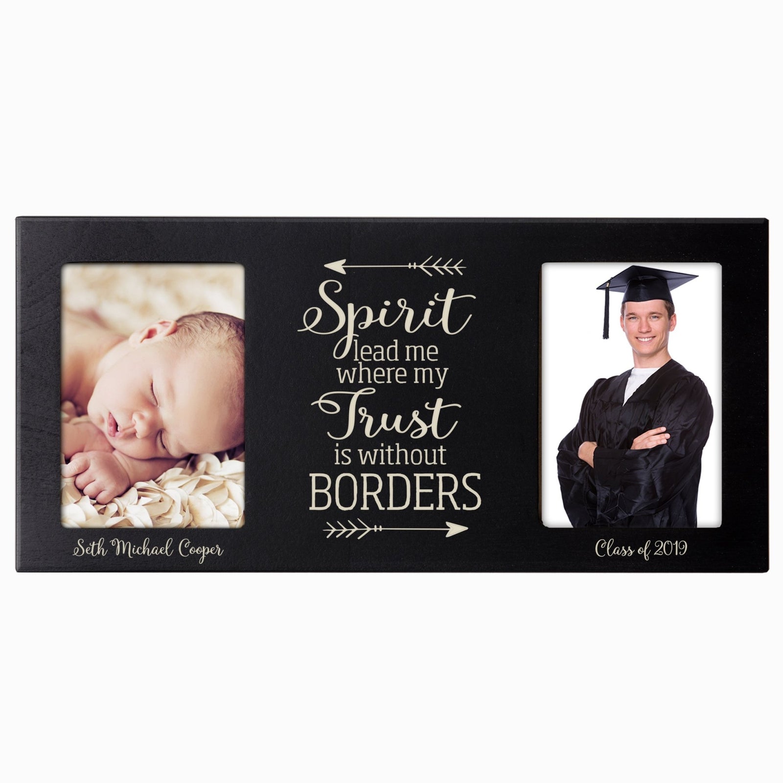 Personalized Graduation Double Photo Frame Gift - Spirit Lead Me - LifeSong Milestones